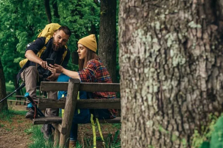 People chatting with owner